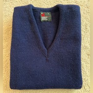 Robert Bruce Mens Sweater Vest, Large, Navy Blue, 70% Wool, 30% Polyester